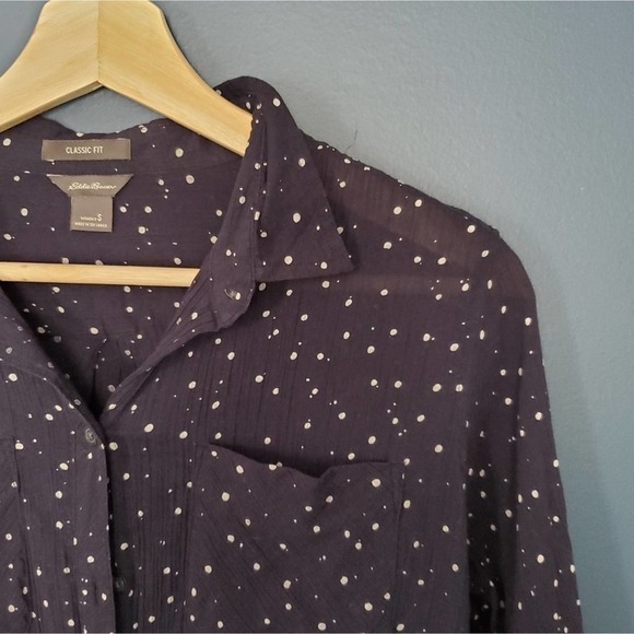 Eddie Bauer Button Down Top Navy Size Small - Picture 2 of 8